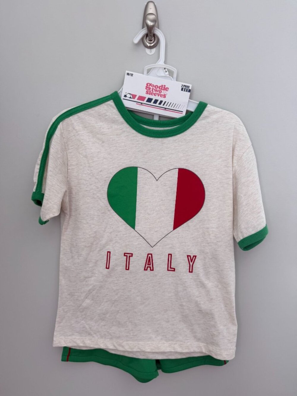 Goodie Two Sleeves Kids Italy Soccer 2-Piece Short Set NWT | Size 10/12 (fits 2-